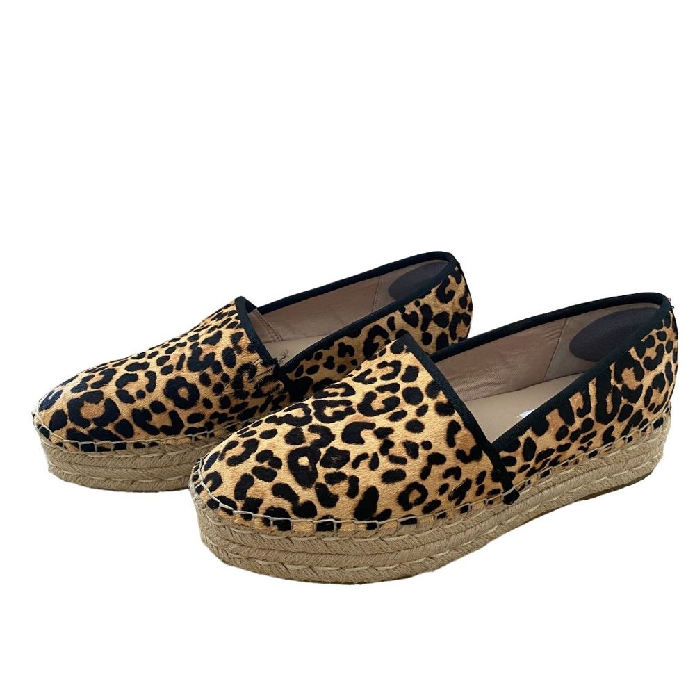 Steve Madden Alexia leopard Espadrille Wedge Slip On Flat Wedge Platform Size 10